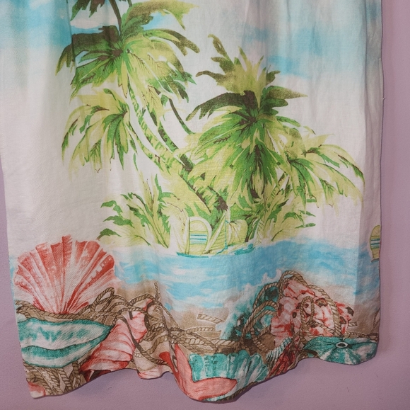 J.JILL Love 100% Linen Blue Beach Palm Tree Tropical Print Dress, size M - Picture 2 of 11